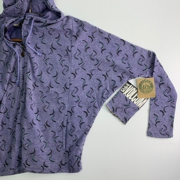 Volcom Hoodie Small 10 Purple Bananas Relaxed Fit Jacket Hood NWT Oversized Fit - Picture 2 of 8